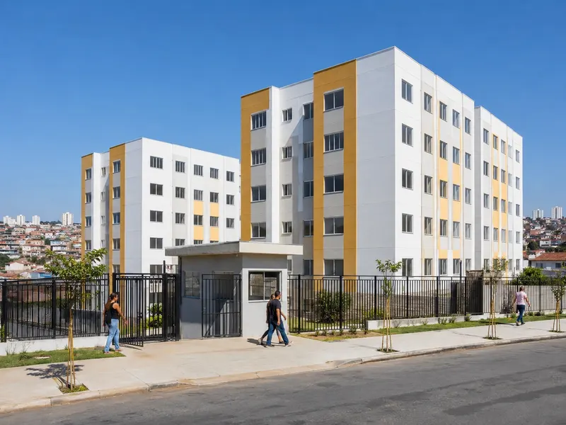 Fachada ilustrativa do Residencial Aurora em Itaquera, São Paulo